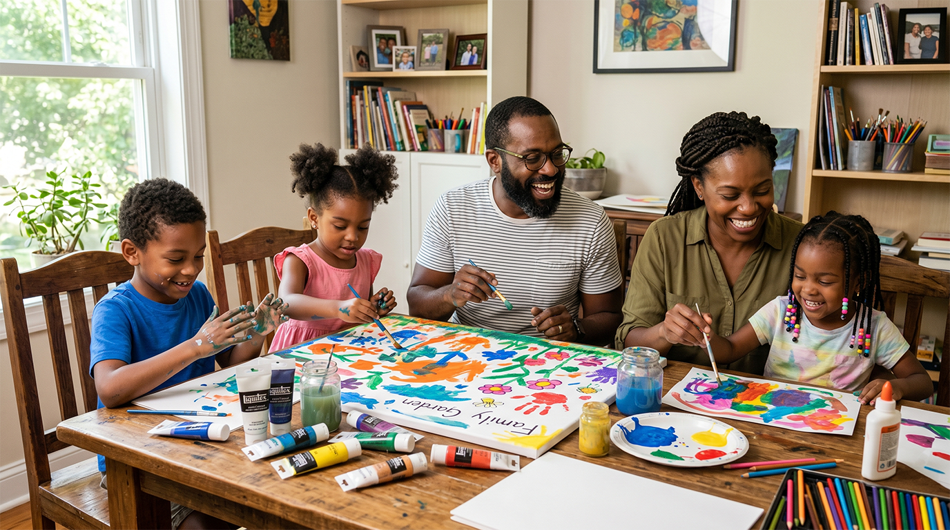 A family playing board games